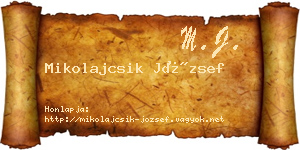 Mikolajcsik József névjegykártya